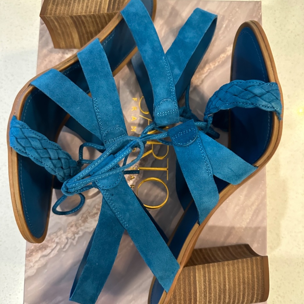 Teal Blue Suede Heels